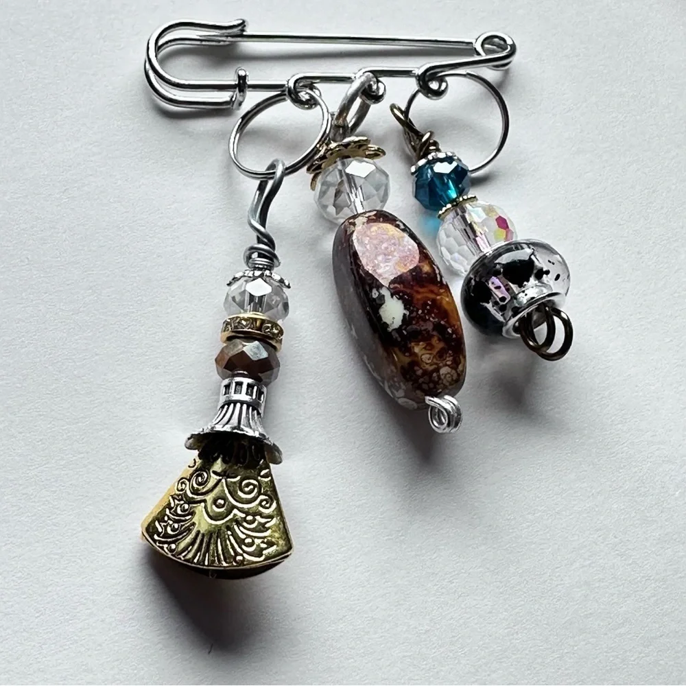 Brooch | Hand Crafted | Glass Beaded |  Pin Artisan Multicolor Wire-Wrapped OOAK